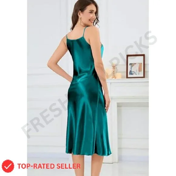 Satin Slip Dress Elegant Minimal Chic Evening Party Wear Adjustable Straps